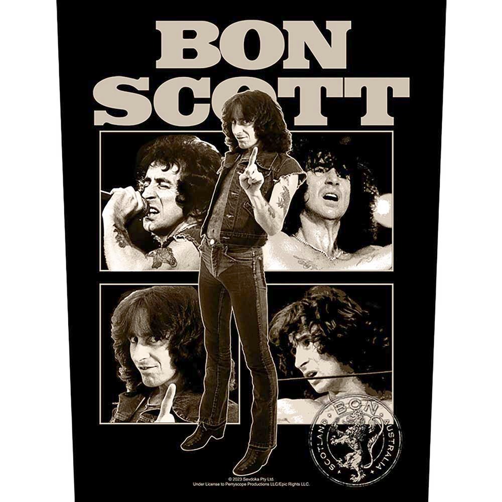 Bon Scott - Collage Rugpatch - Zwart